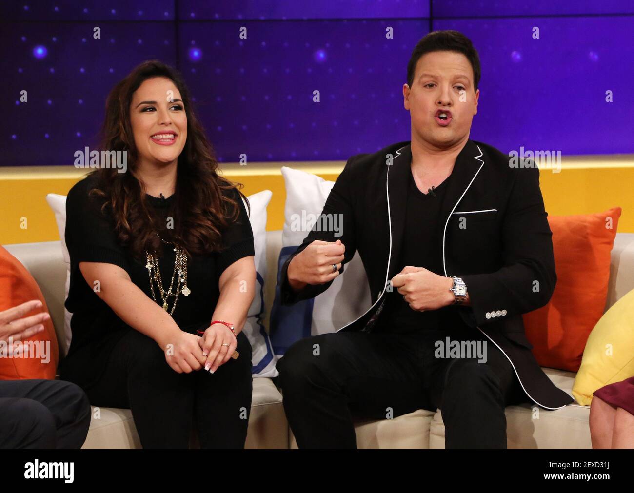 MIAMI,FL - OCTOBER 27: Angelica Vale, Neyda Sandoval and Raul Gonzalez are  seen on set of 'Un Nuevo Dia" at Telemundo Headquarters on October 27, 2015  in Hialeah, Fl. (Photo by Alberto E. Tamargo) *** Please Use Credit from  Credit Field *** Stock ...