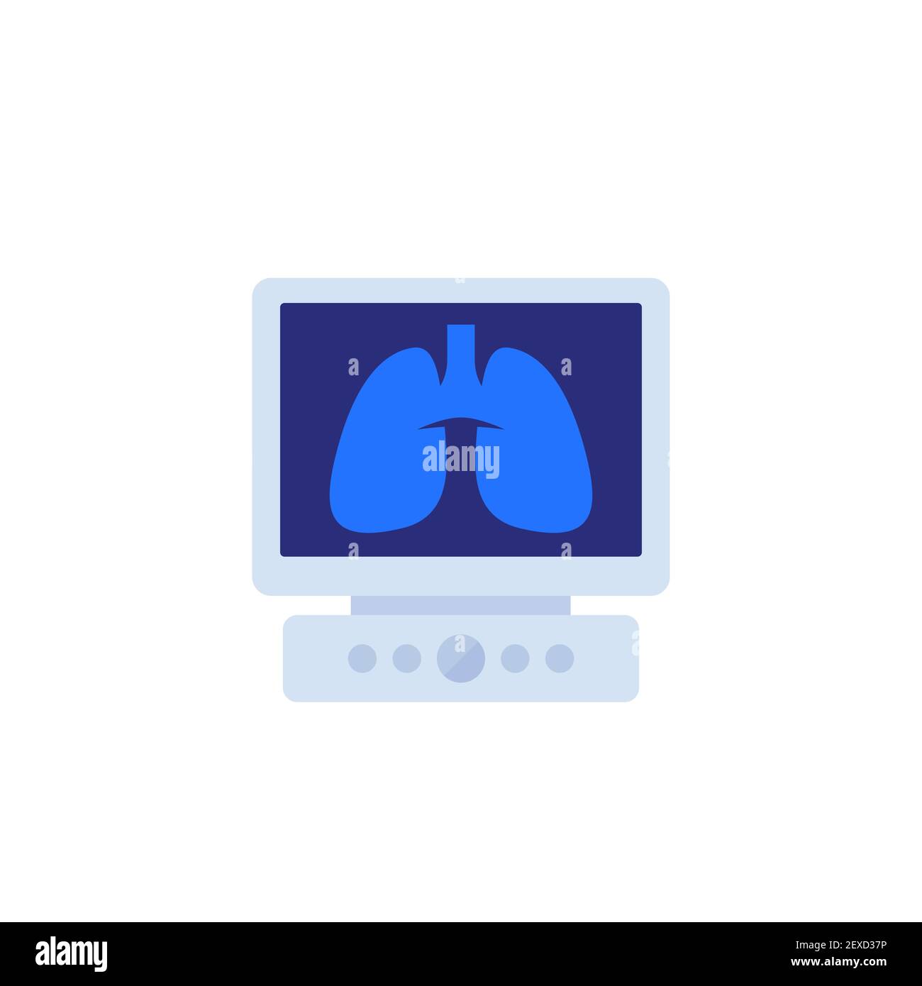 Lungs on screen icon on white, vector Stock Vector