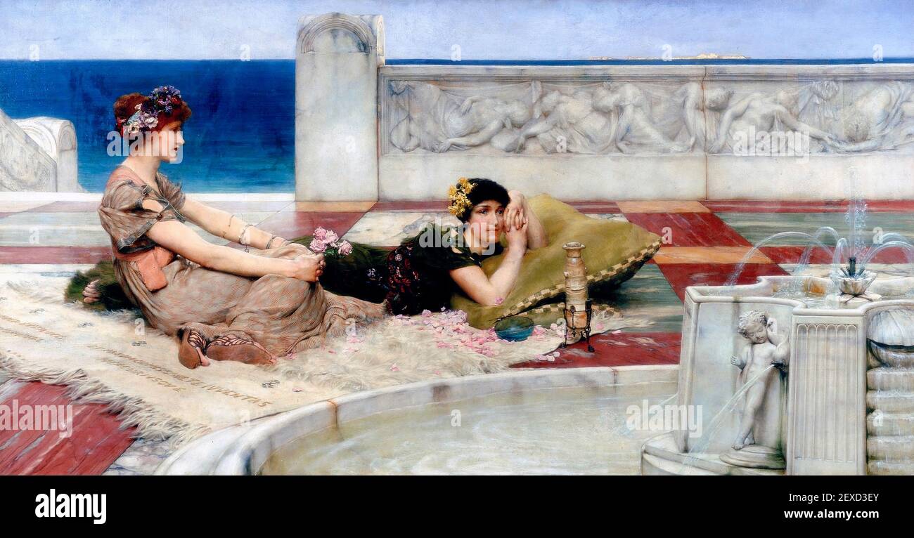 Lawrence Alma-Tadema. Painting entitled 'Love in Idleness' by the British-Dutch artist, Sir Lawrence Alma-Tadema (b. Lourens Alma Tadema, 1836-1912), 1891 Stock Photo