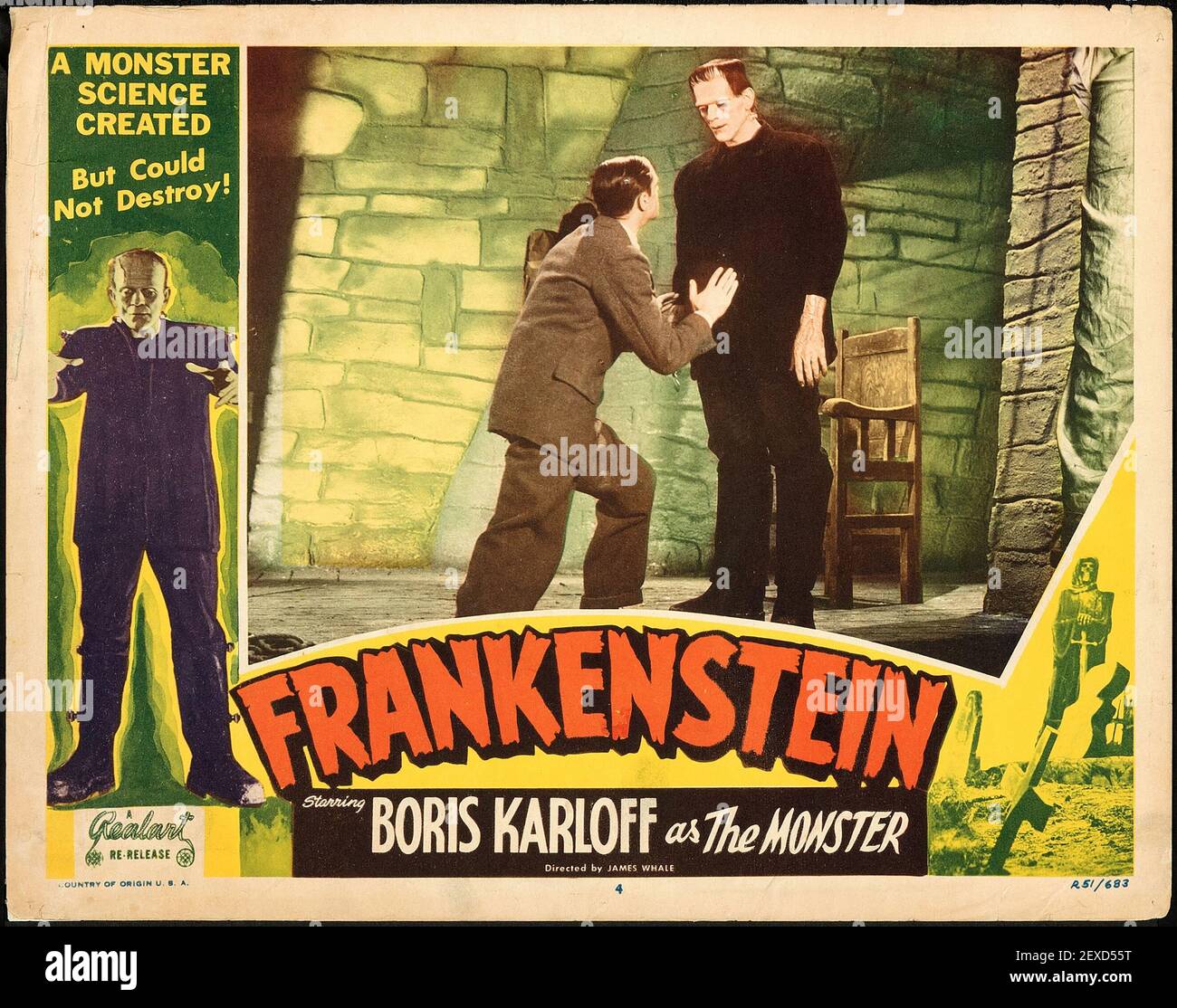 Frankenstein movie poster, 1931, including Boris Karloff Stock Photo