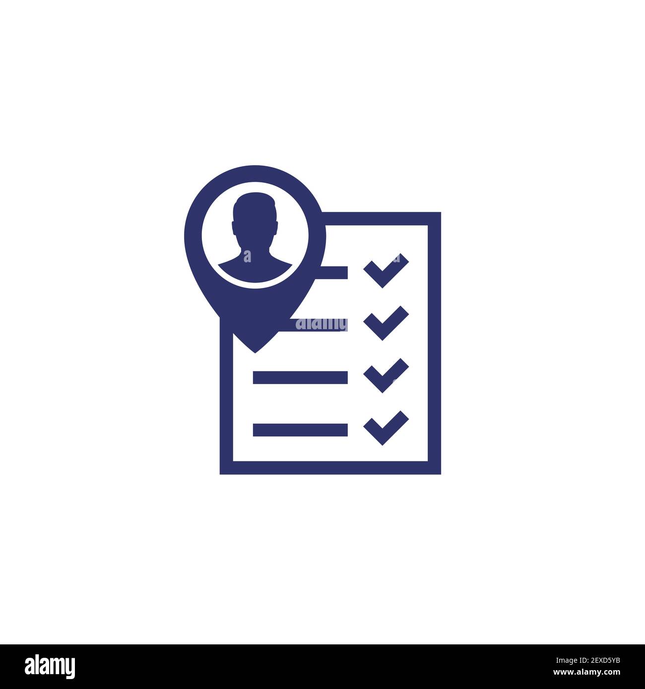 qualification icon, man and checklist on white Stock Vector