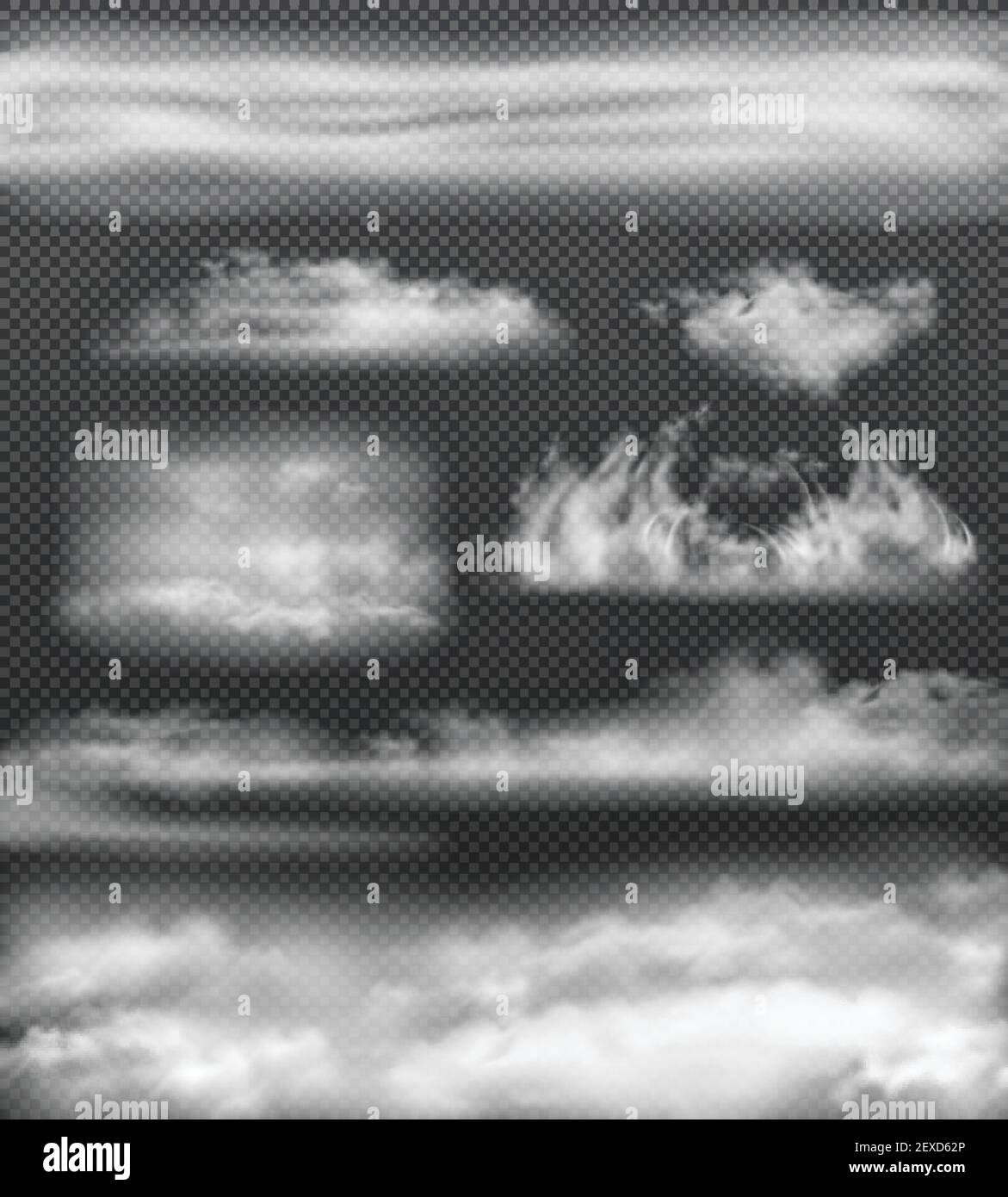 White fog realistic icon set isolated and different sizes on ...