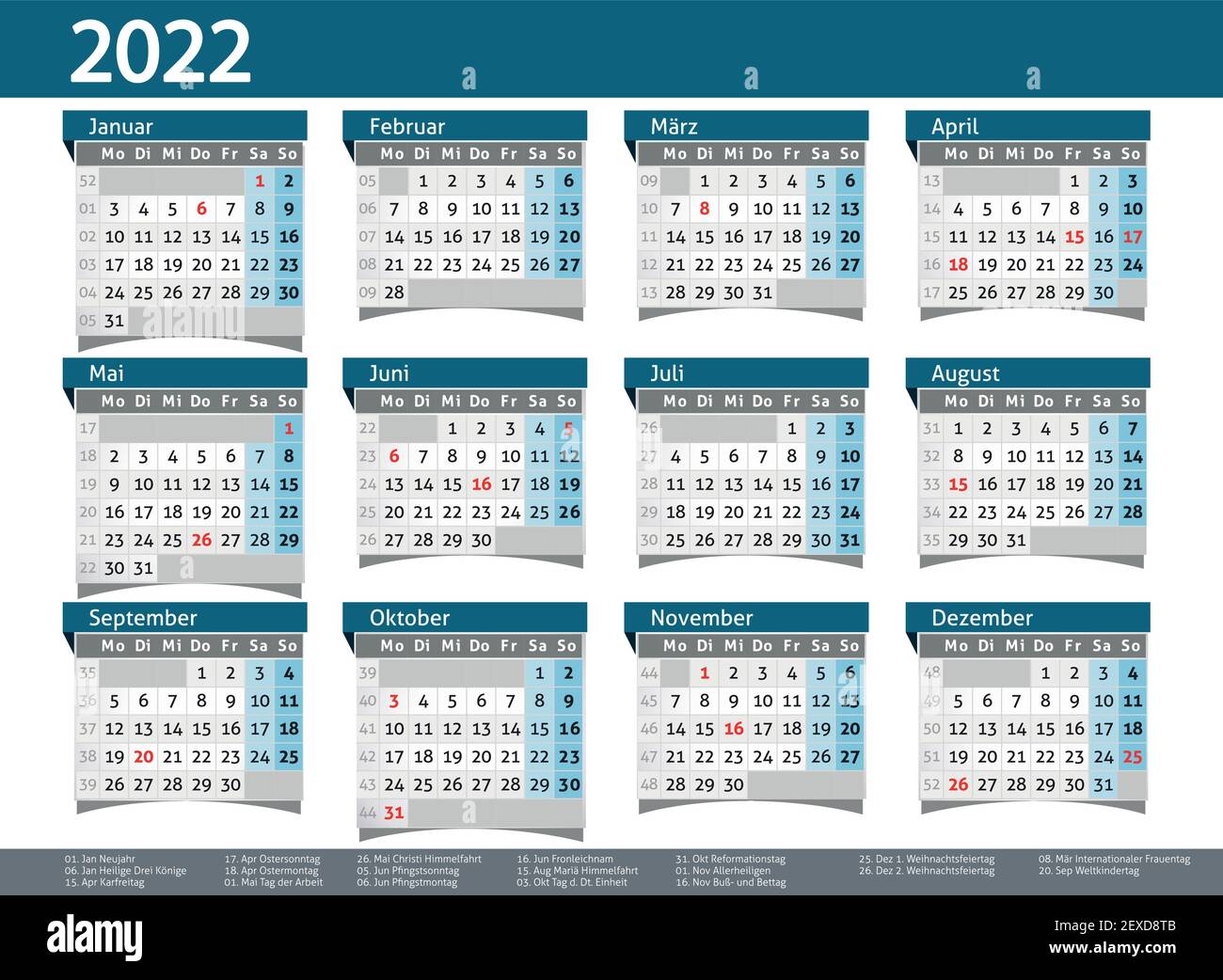 2022 calendar annual planner pocket business year vector Stock Vector