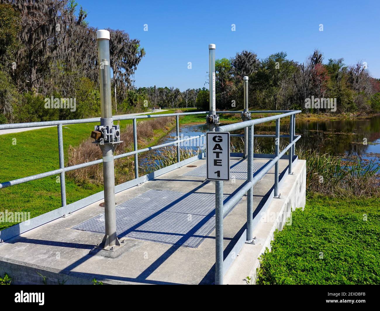 Gate 1 in water treatment pond at Sweetwater Wetlands Park, Gainesville