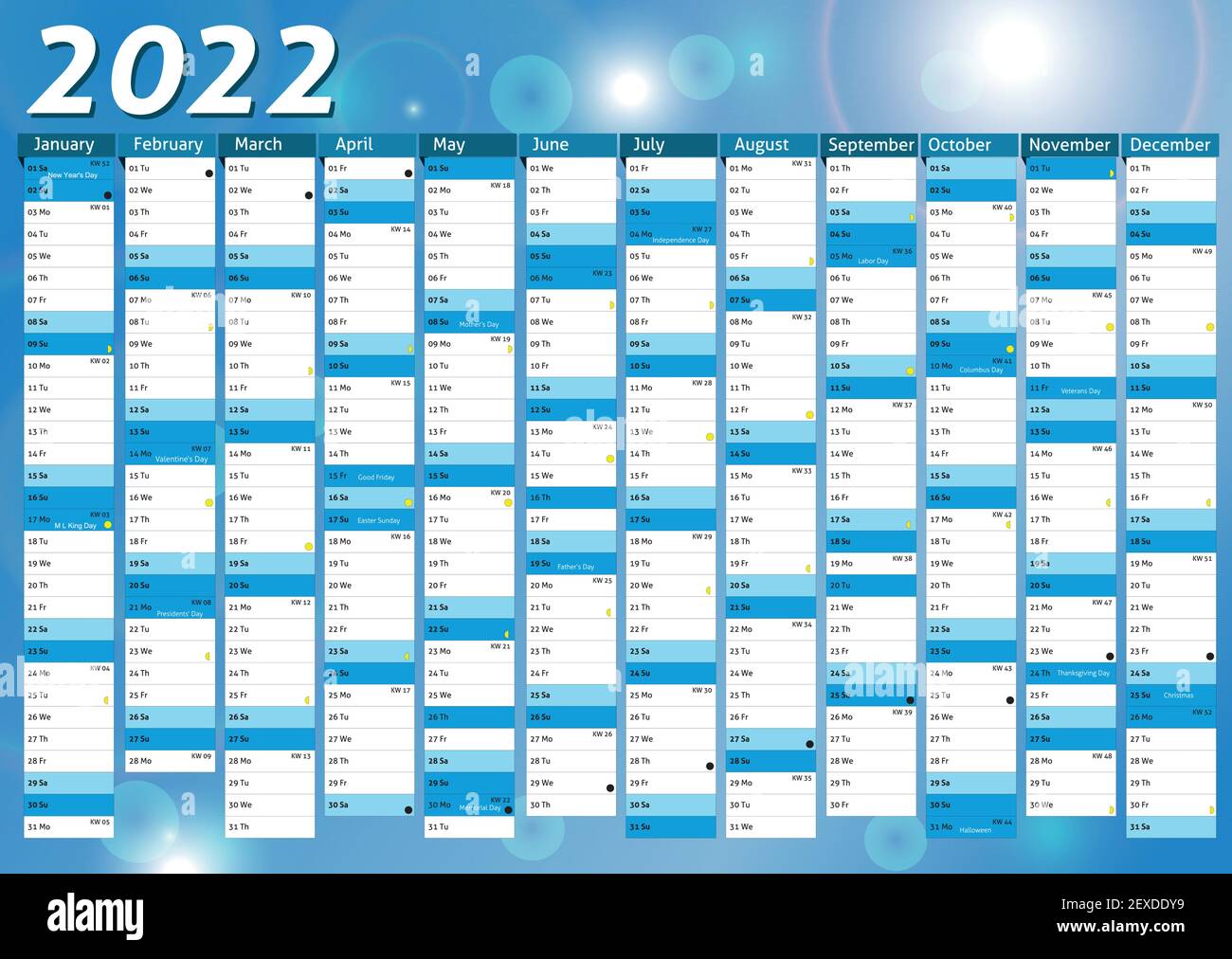 2022 calendar annual planner pocket business year vector Stock Vector