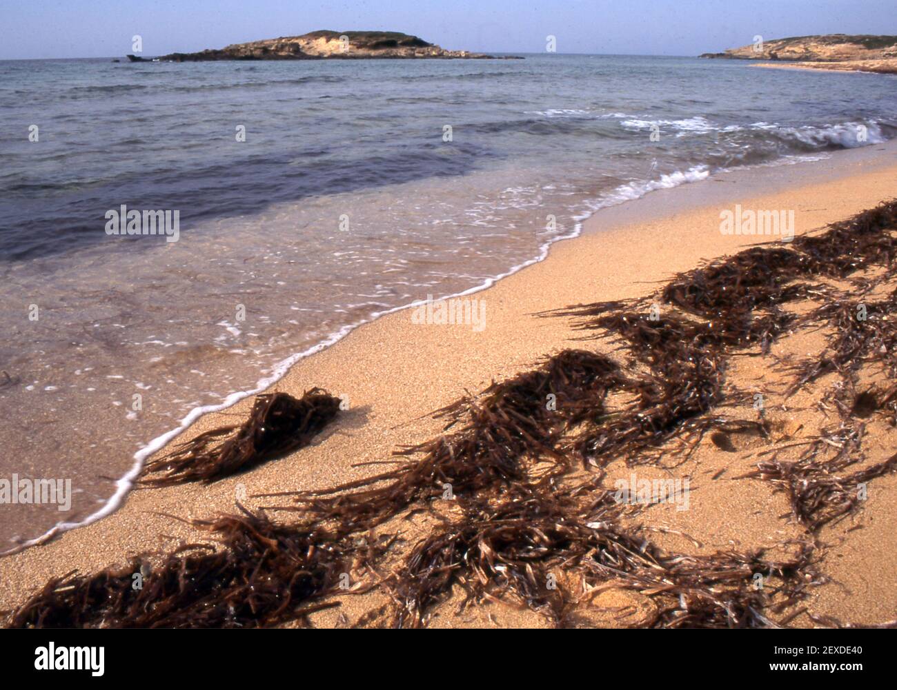 Sinis Peninsula, Sardinia, Italy. Is Arutas beach (scanned from colorslide) Stock Photo