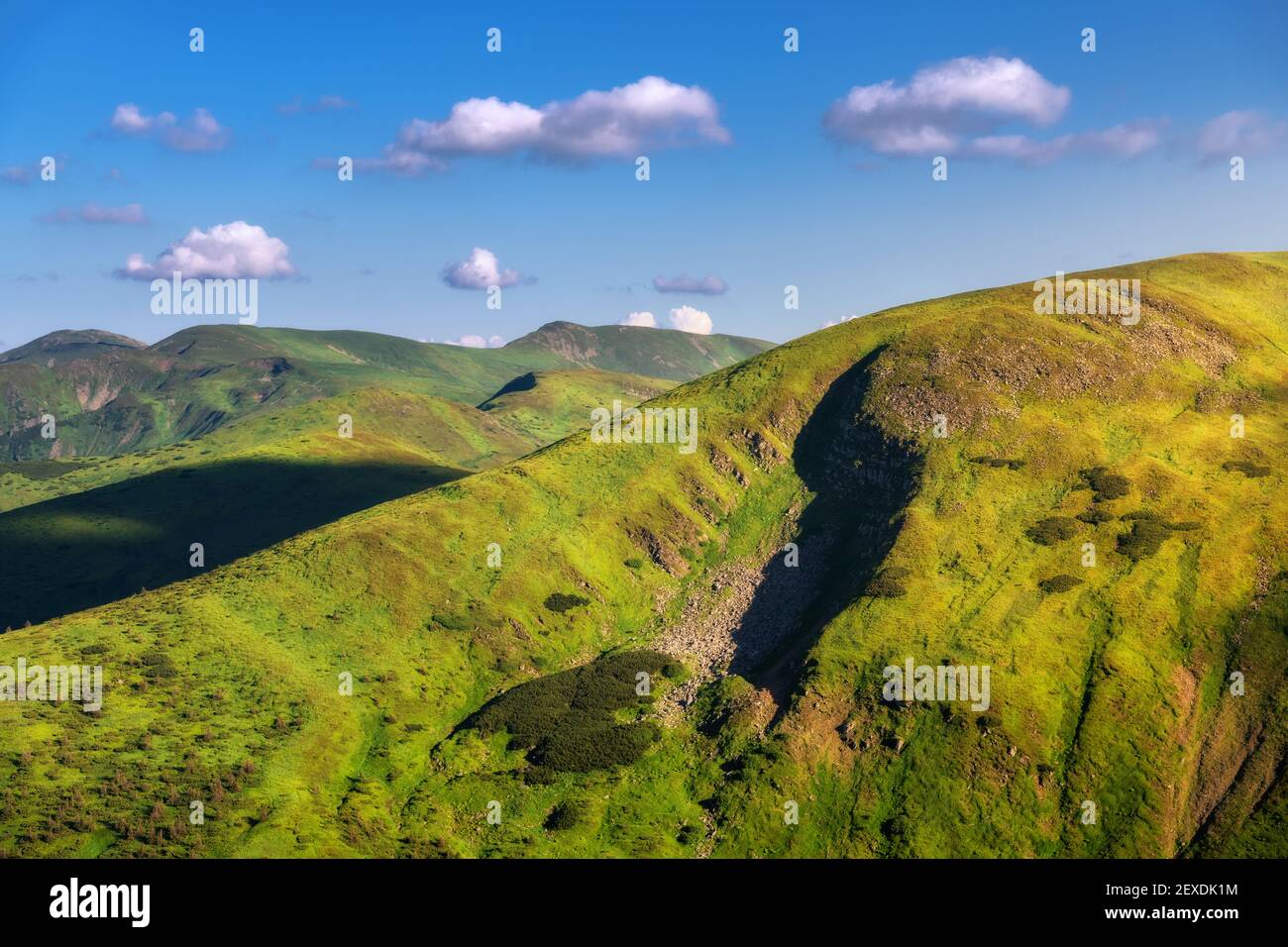 Mountains at sunny bright day in summer. Colorful landscape Stock Photo