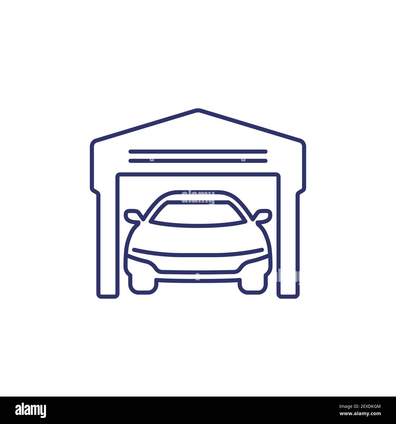 Garage icon with car, line vector art Stock Vector Image & Art - Alamy