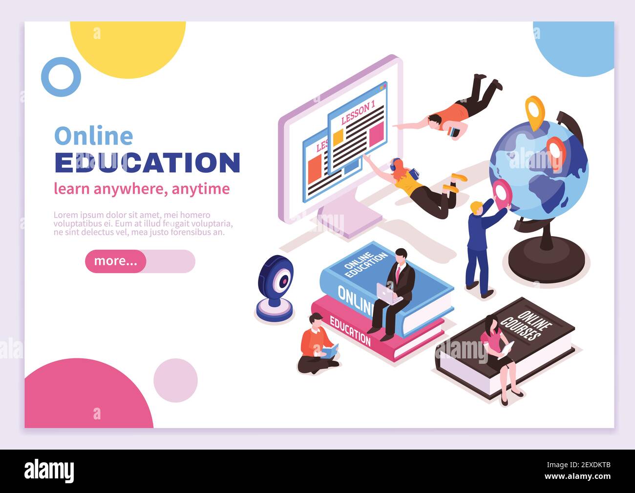 Online education isometric poster with tutorials advertising distance ...