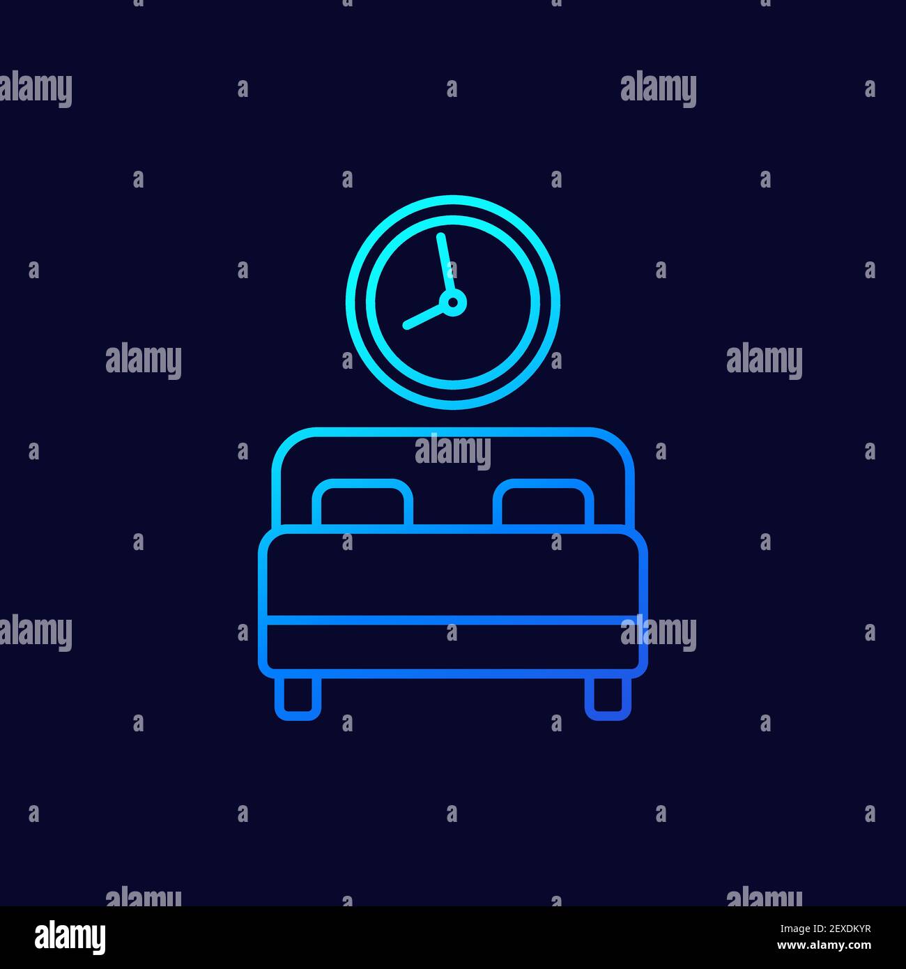 sleeping time line icon with bed Stock Vector