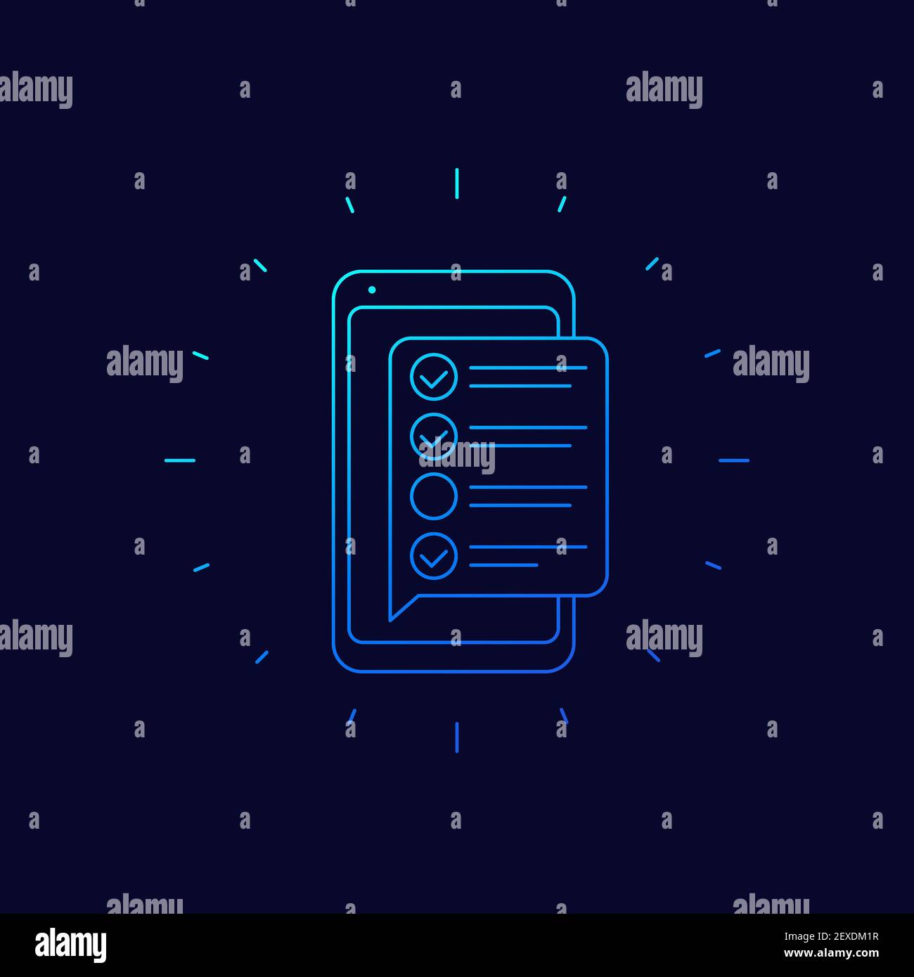 online survey form in phone, checklist vector icon Stock Vector