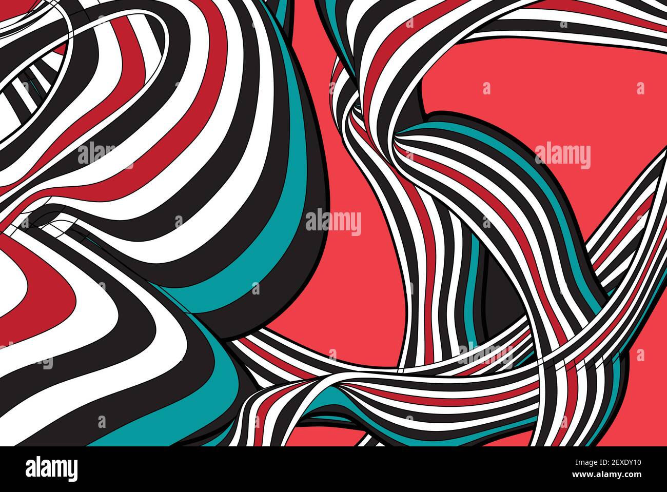 Abstract linear vector background with waves and stripes on dark ...
