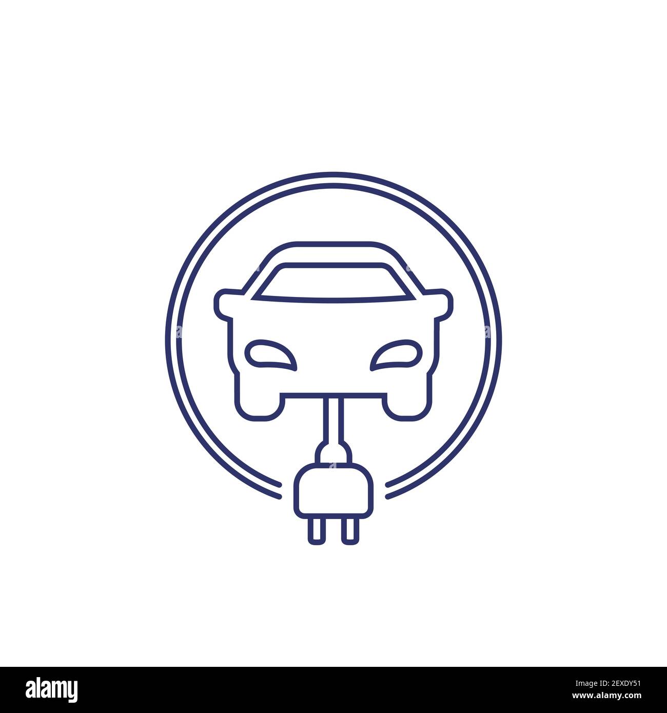 electric car charging station line icon on white Stock Vector Image
