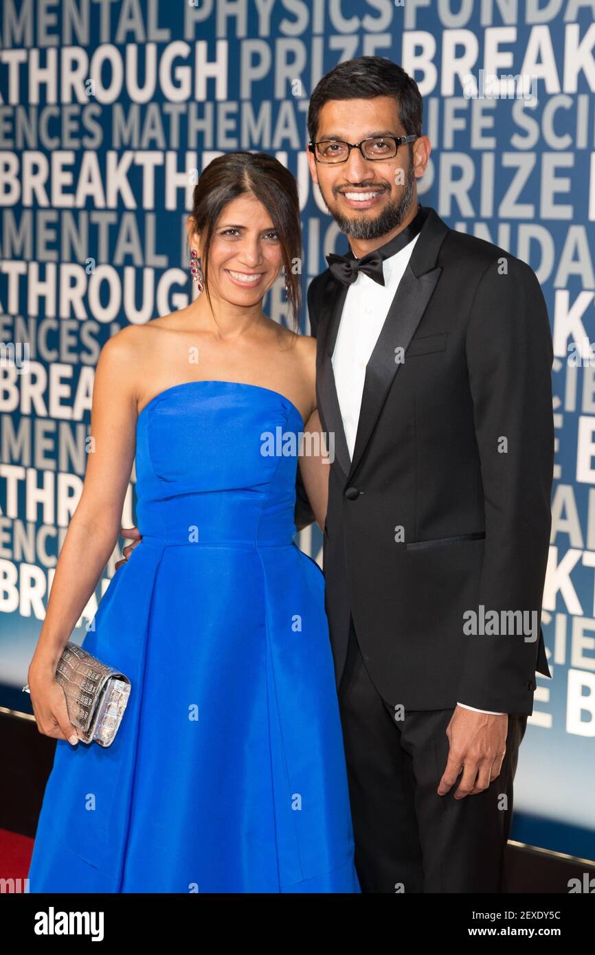 Anjali Pichai and Sundar Pichai (Google CEO) at the 3rd Annual Breakthrough Prize Awards at NASA