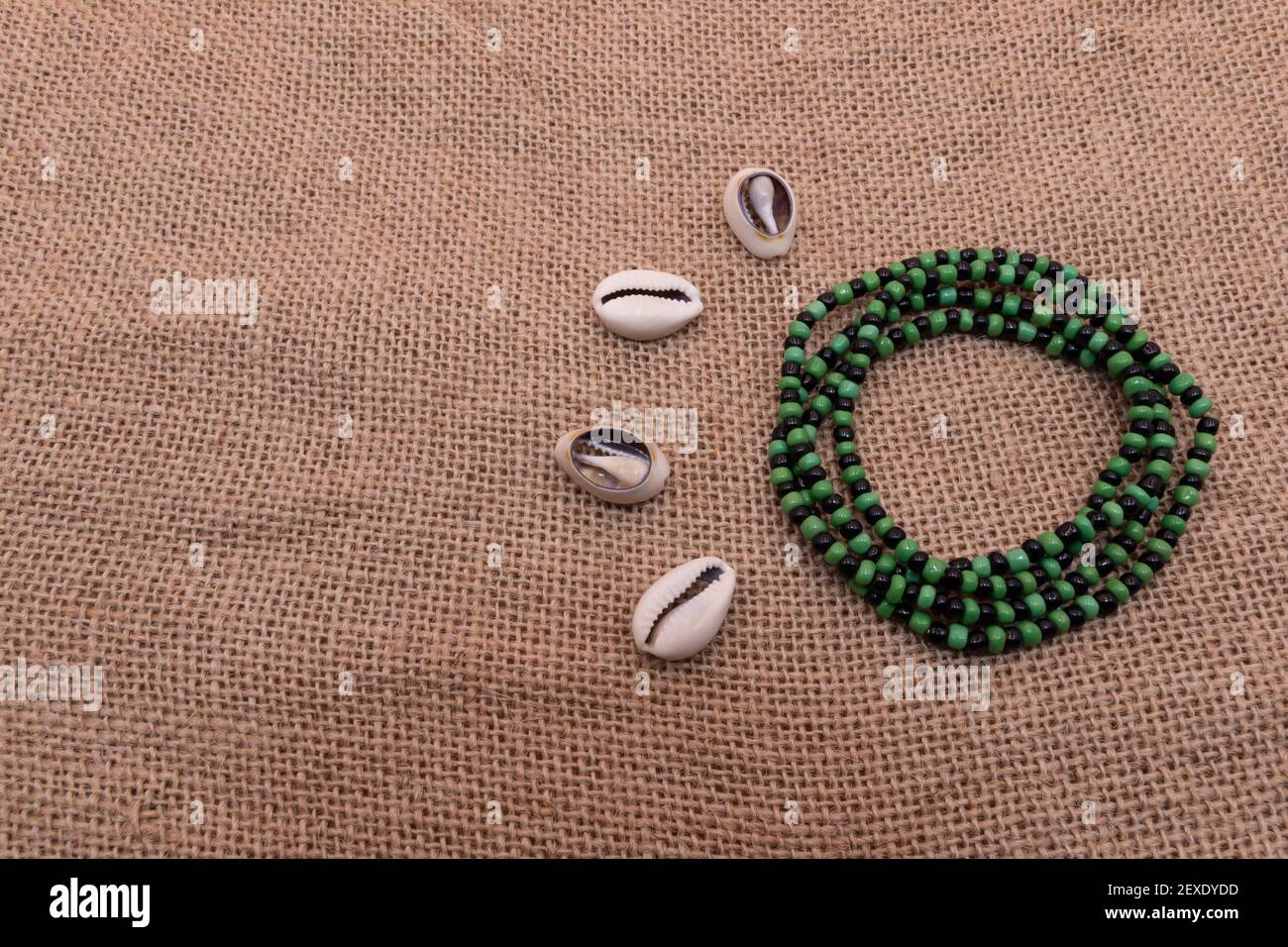 Representative photograph of the necklace of orisha Oggun and snails of ...