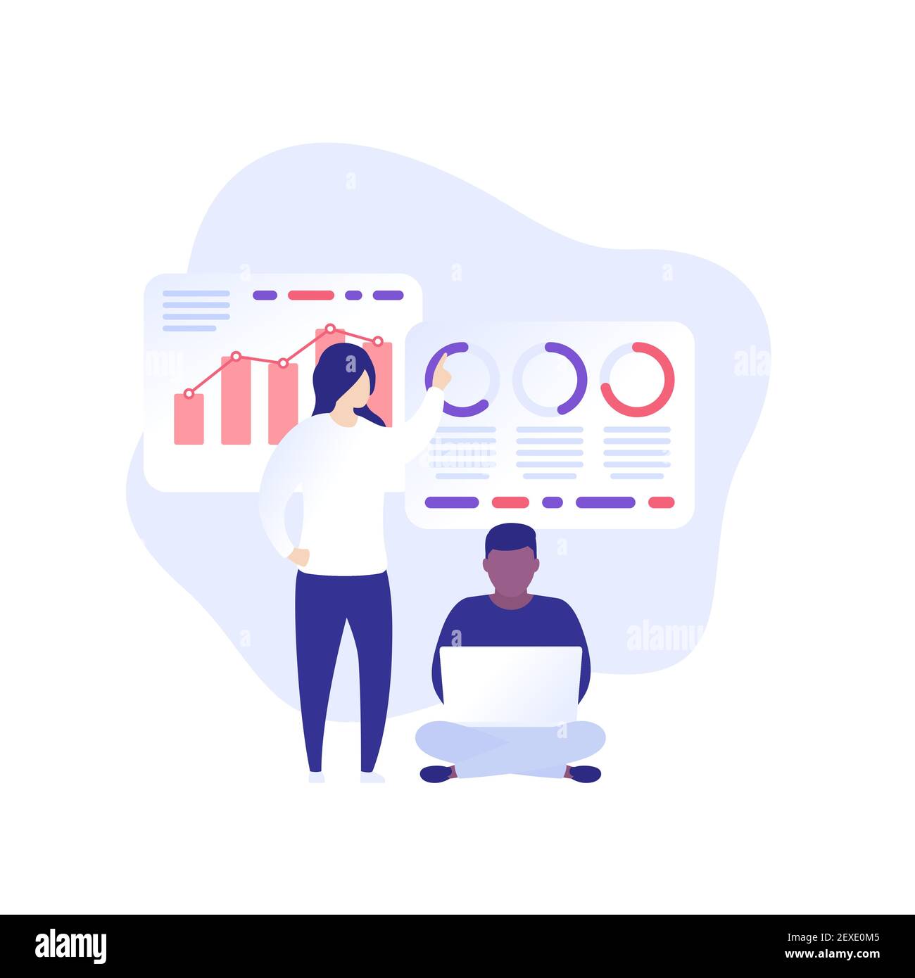 business data and working people, vector art Stock Vector Image & Art ...