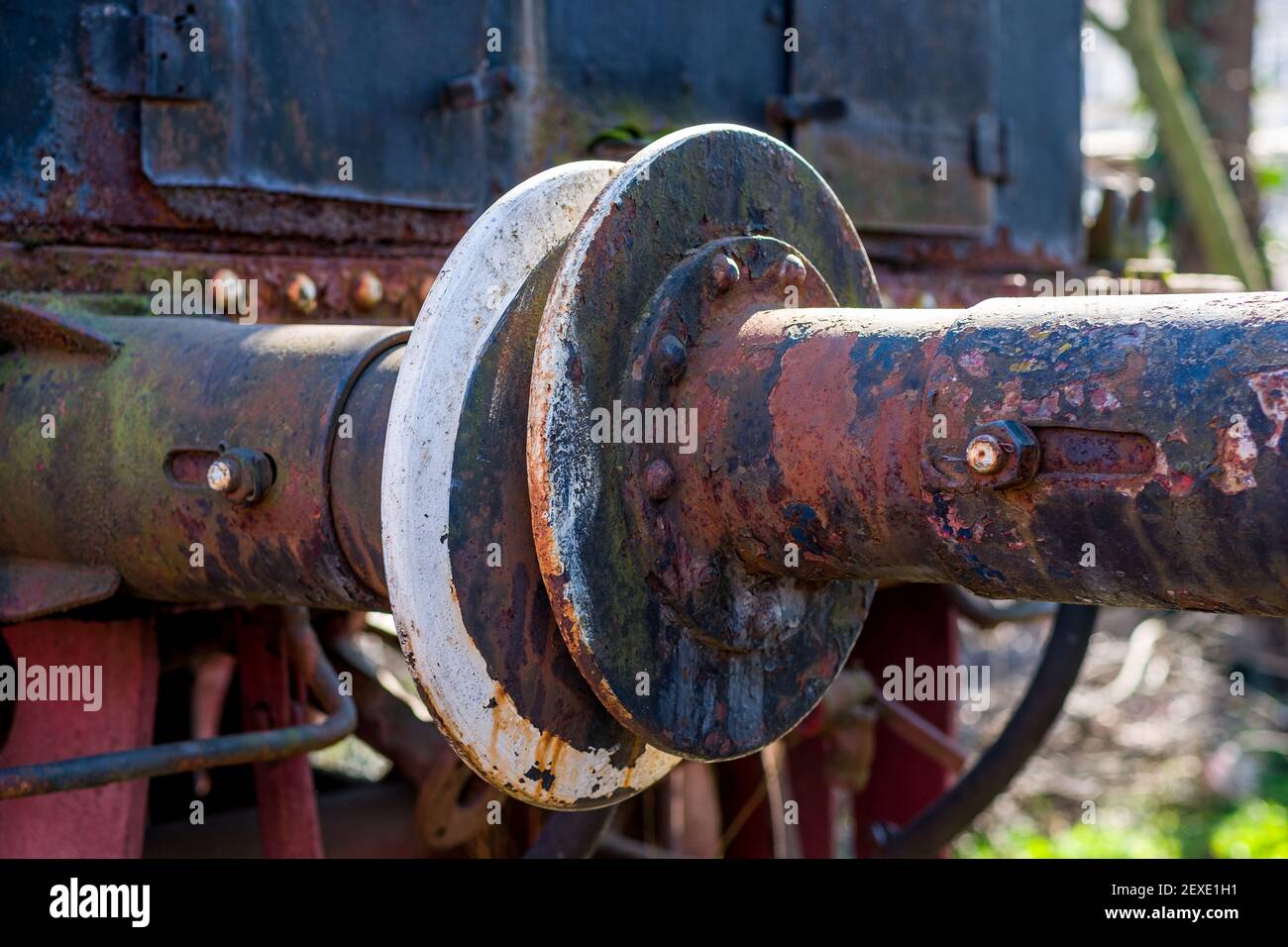 Details of an old steam locomotive, Craiova railway station, Romania, EU. Stock Photo