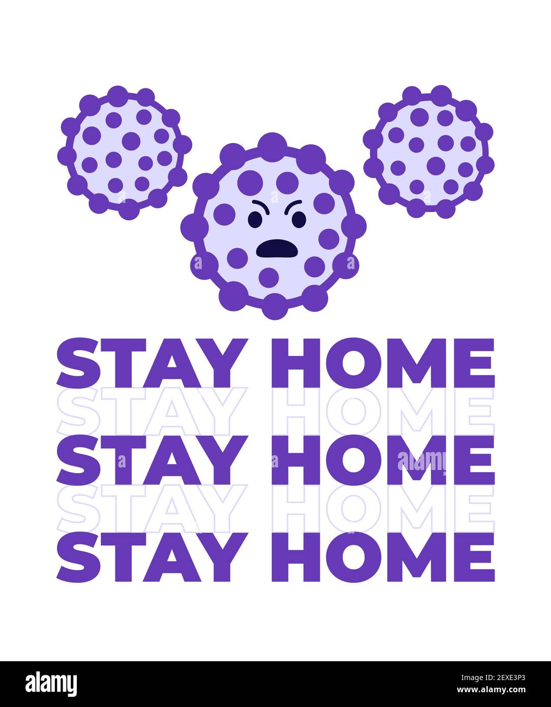 Stay home poster with virus, vector design Stock Vector