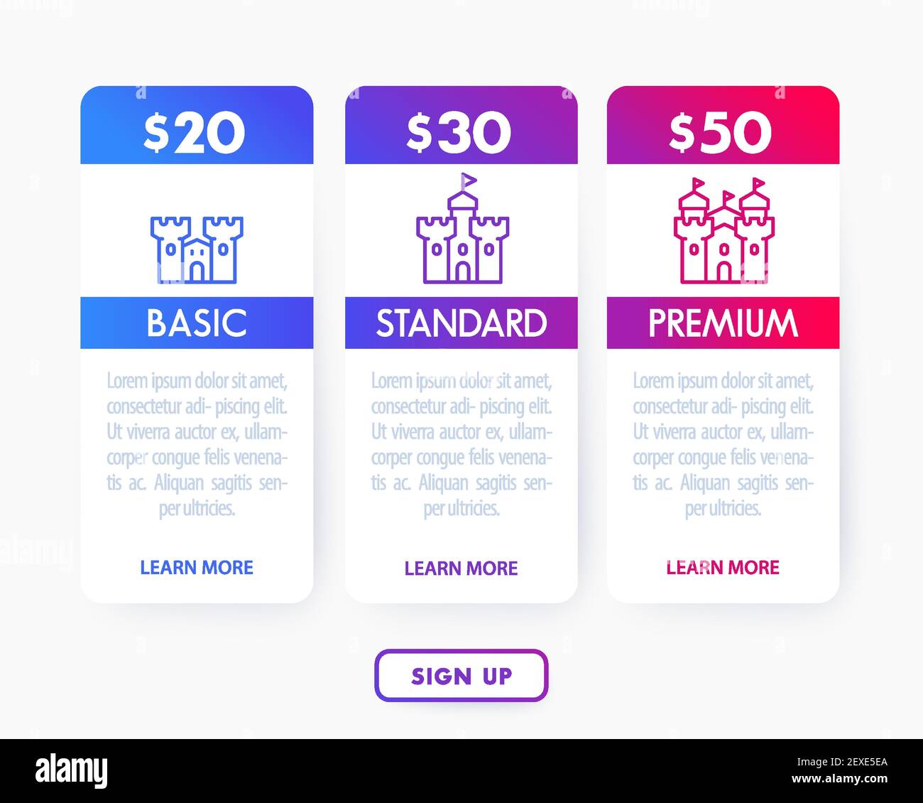 Banner for tariffs, pricing table or boxes, vector Stock Vector