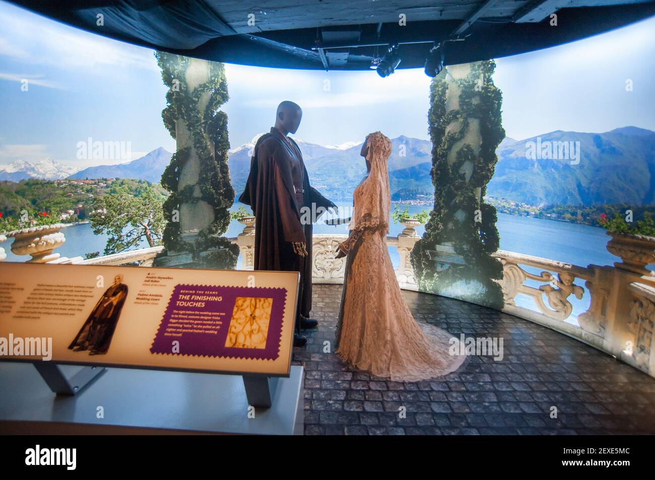 Anakin Skywalker Jedi Robe from Attack of the Clones and Padme Amidala Wedding Gown from Attack of the Clones. Star Wars and the Power of Costume: The Exhibition at Discovery Times Square Anakin Skywalker Jedi Robe from Attack of the Clones and Padme Amidala Wedding Gown from Attack of the Clones. Star Wars and the Power of Costume: The Exhibition at Discovery Times Square