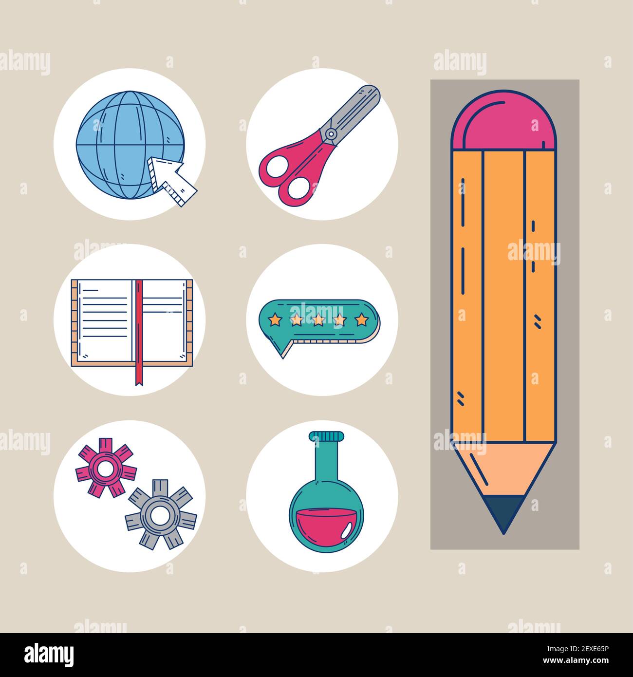 education school pencil scissors collection Stock Vector Image & Art ...