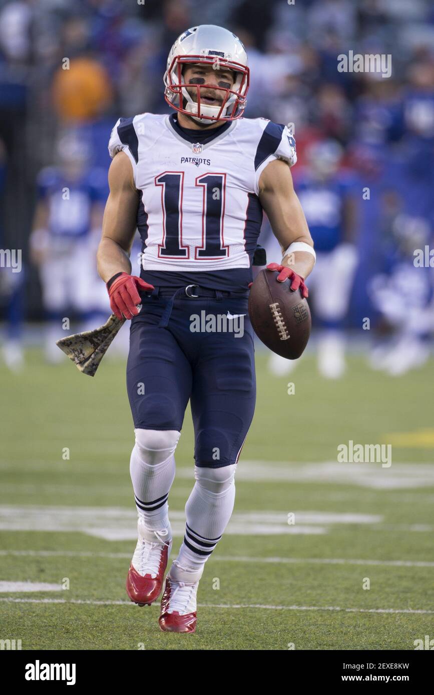 November 15, 2015, New England Patriots wide receiver Julian Edelman (11)  in action during warm-ups prior to the NFL game between the New England  Patriots and the New York Giants at MetLife