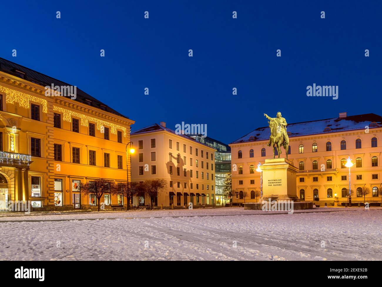 Bronze equestrian statue of Maximilian, Elector of Bavaria, Wittelsbacher Platz, Brienner Strasse, Munich, Bavaria, Germany, Europe Stock Photo