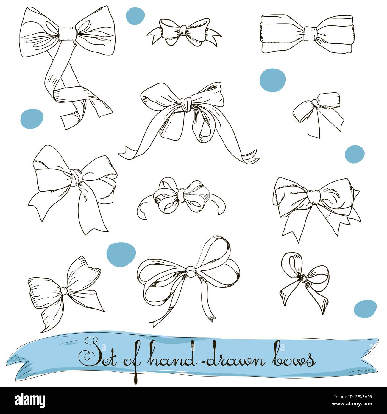 Set of vintage colorless bows Stock Photo