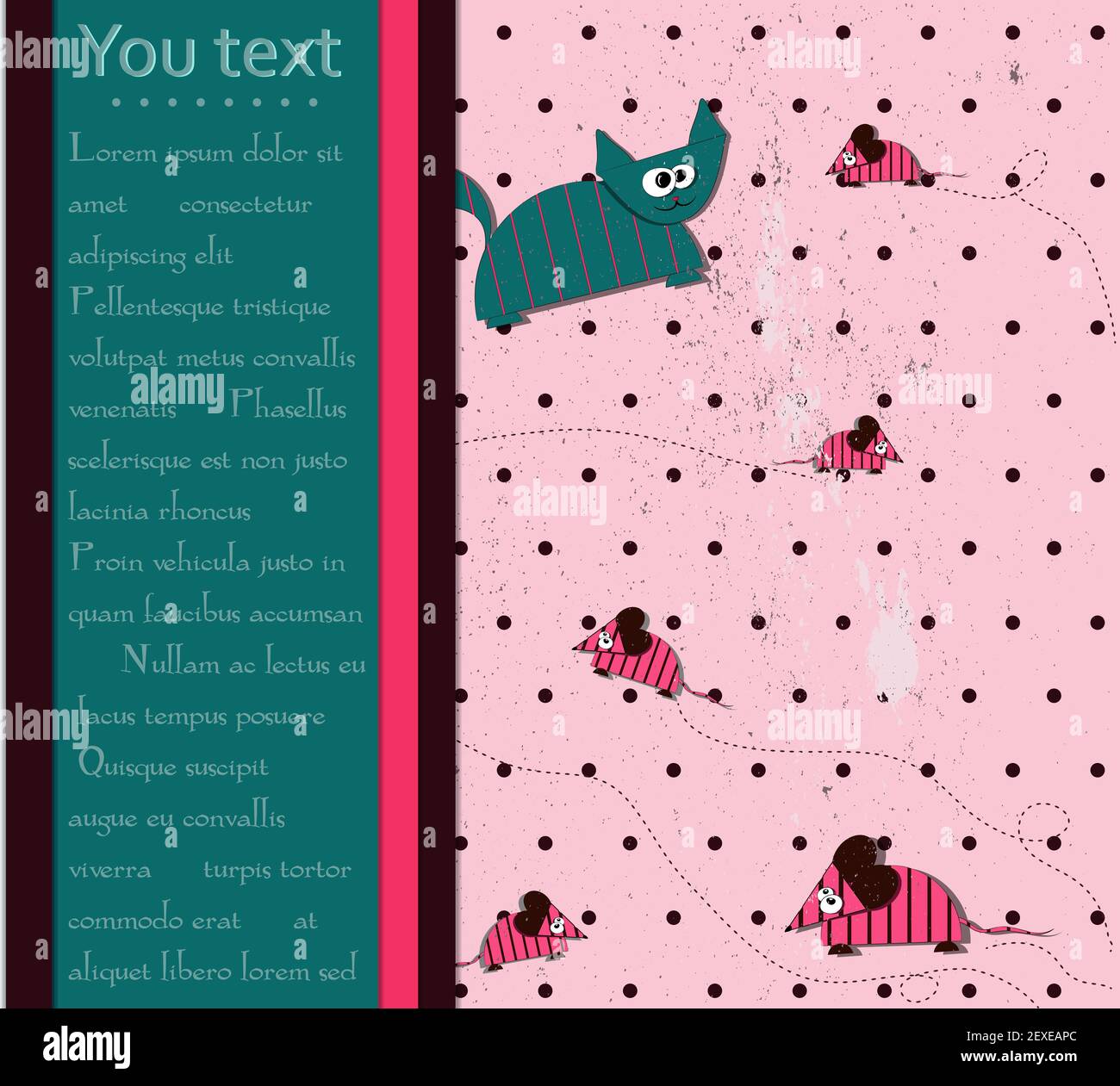 Seamless Polka Dot Background With Cat And Mouse Stock Photo Alamy