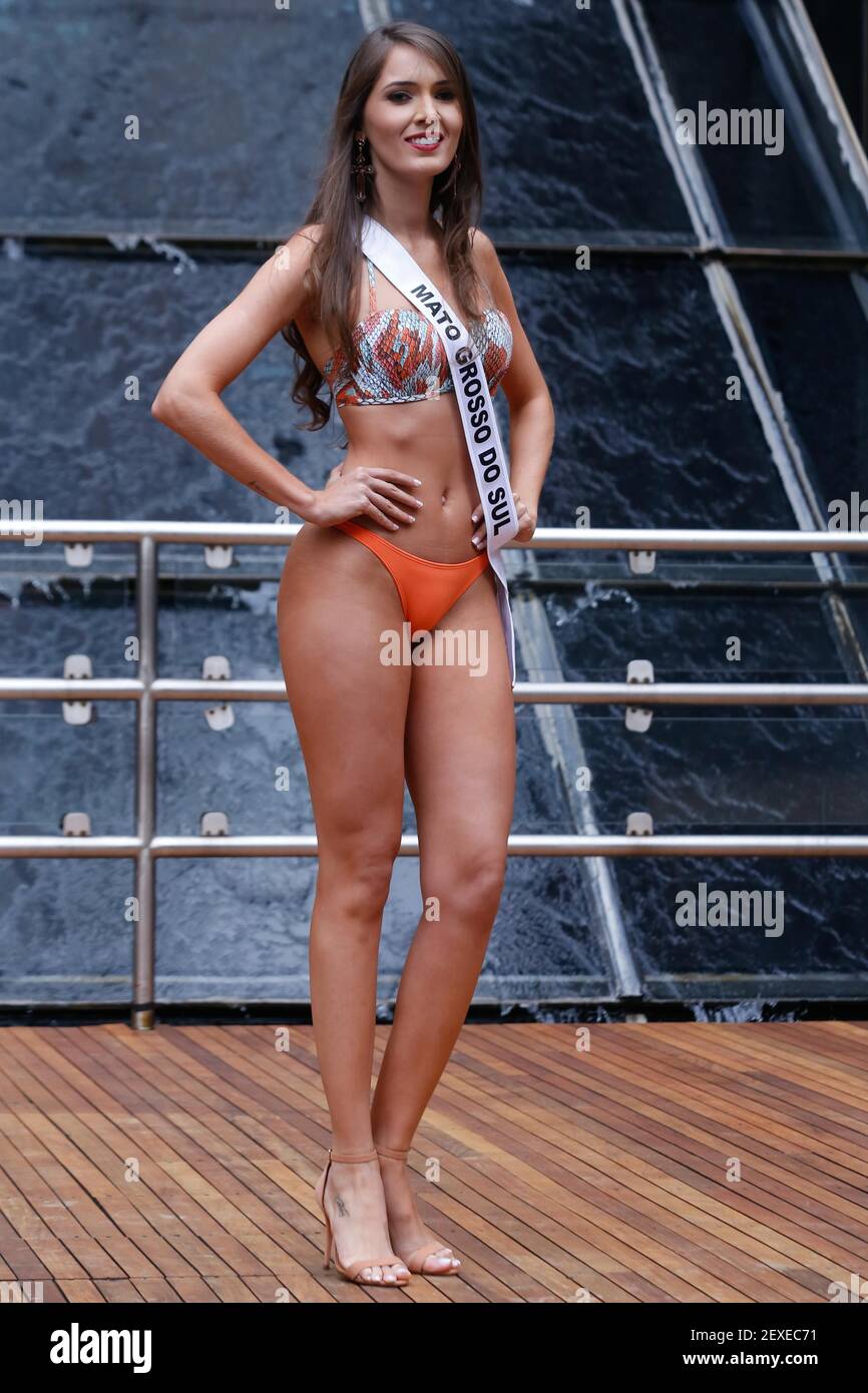Camila Greggo, 22 candidate for the Miss Brazil 2015 for bikini parade at  the Sheraton Sao Paulo WTC Hotel in the region south of the city of Sao  Paulo on Monday. (Photo