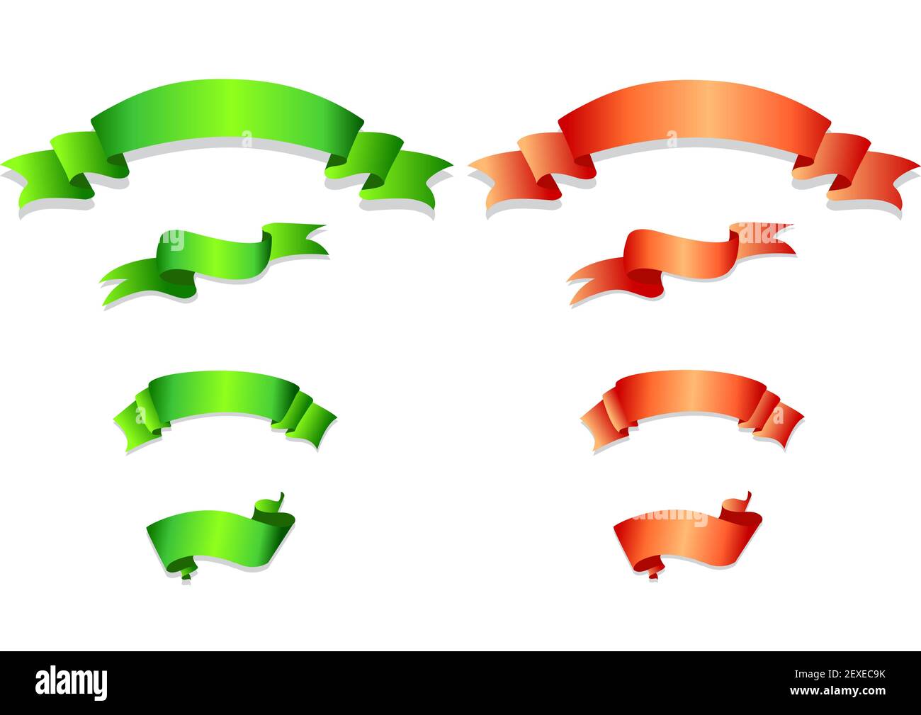 Set of green and orange ribbons Stock Photo Alamy