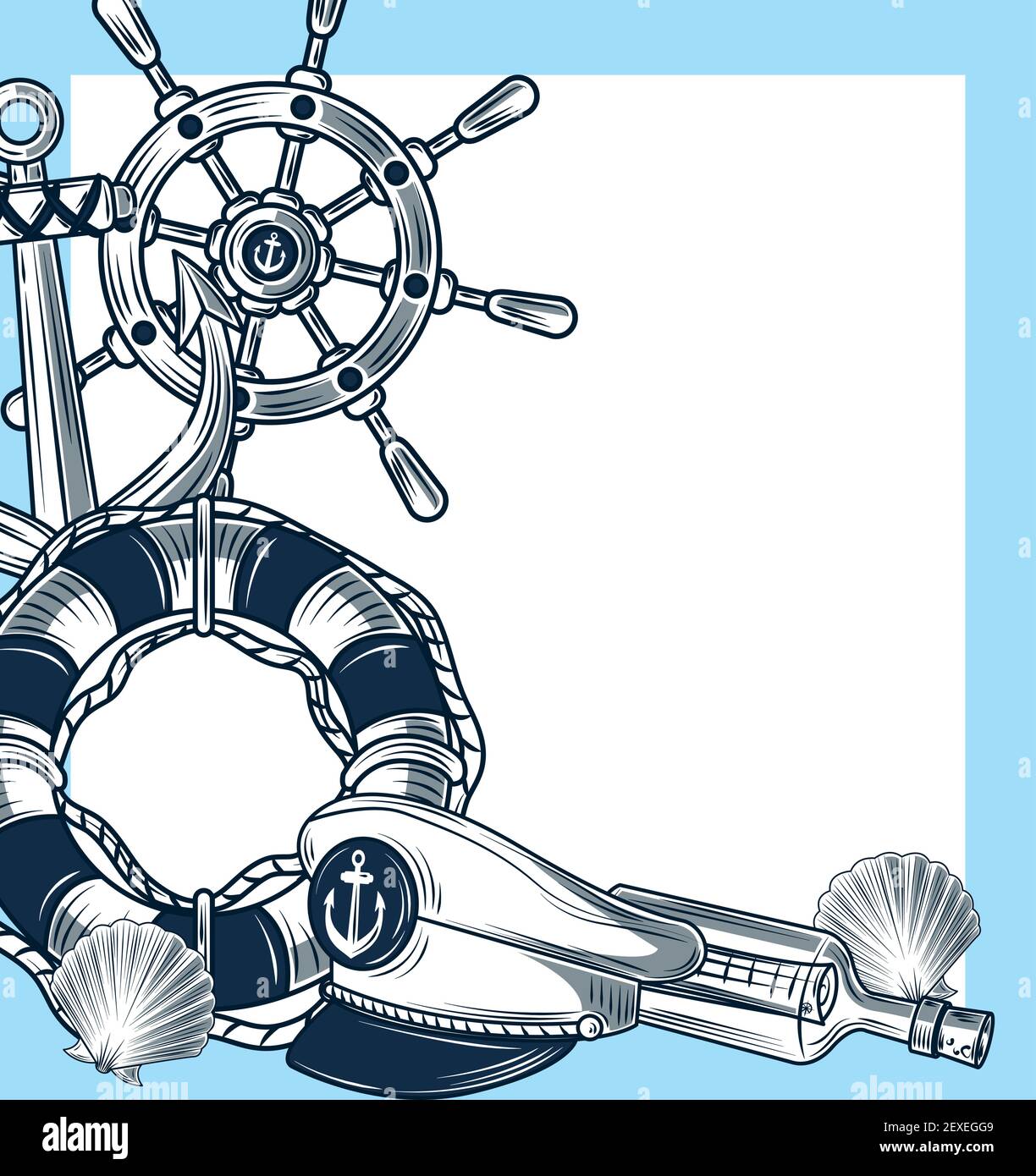 nautical maritime lifebuoy anchor card Stock Vector Image & Art - Alamy