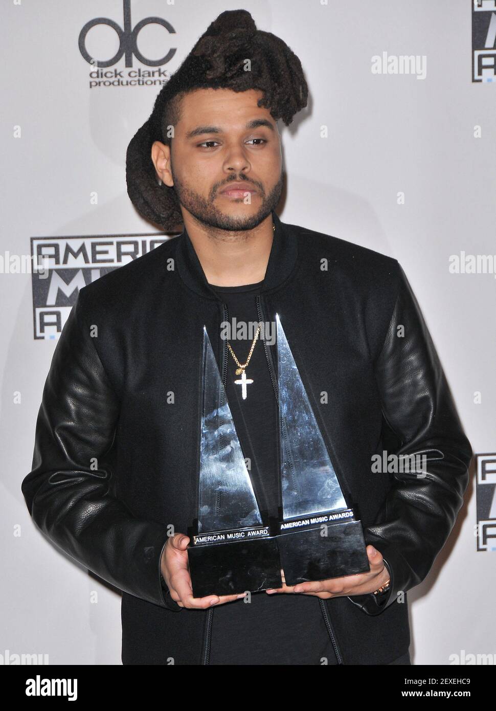 The Weeknd backstage at the 2015 American Music Awards - Press Room ...
