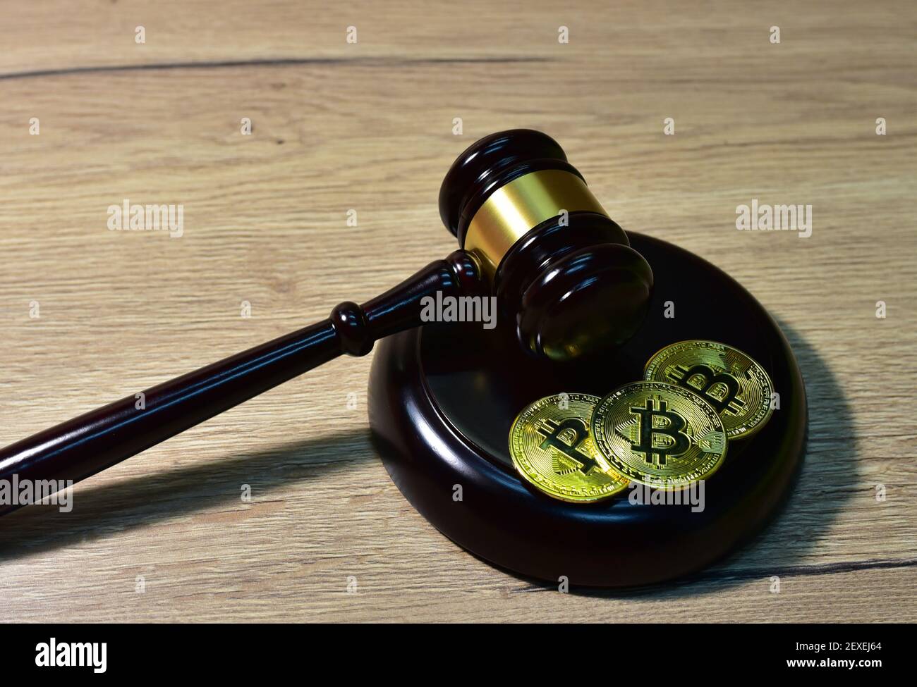 Judge hammer and BTC gold crypto coin. Justice courtroom. Ripple demands  Bitcoin and Ethereum docs from SEC amid legal fight. Delist сryptocurrency  tr Stock Photo - Alamy