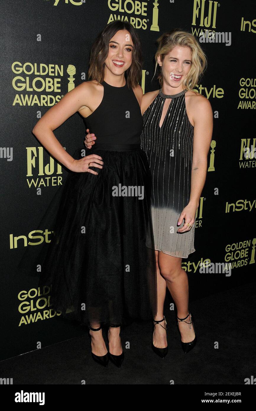 18 November 2015 - West Hollywood, California - Chloe Bennet, Emily Bett  Rickards. Hollywood Foreign Press Association and InStyle Celebrate The  2016 Golden Globe Award Season held at Ysabel. Photo Credit: Byron