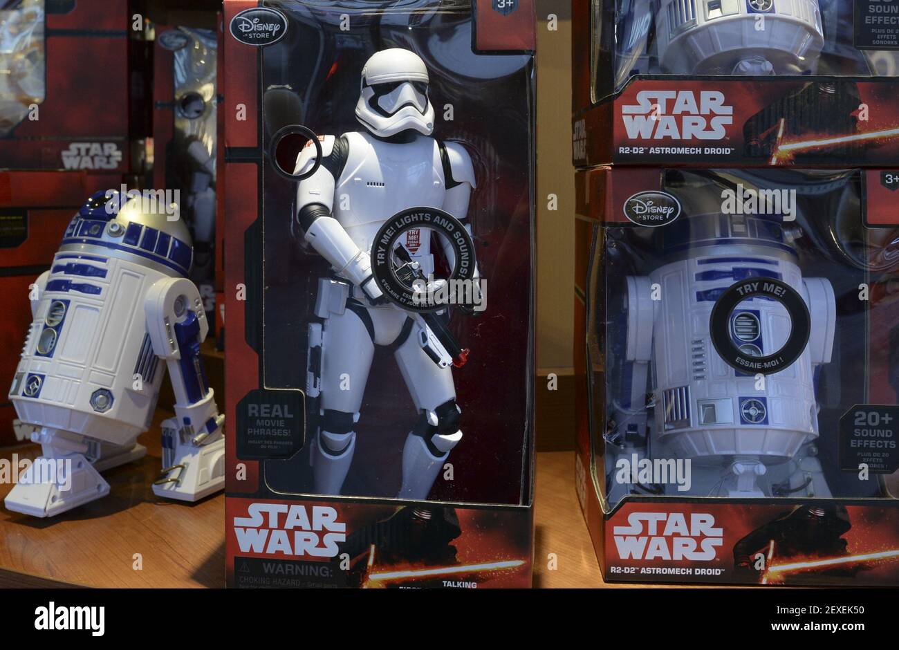 Star Wars Gadgets, Toys & Memorabilia for Star Wars fans sale before  Christmas at Disney Store's on Grafton Street, in Dublin's city center.  Dublin, Ireland, on 23 November 2015. *** Please Use