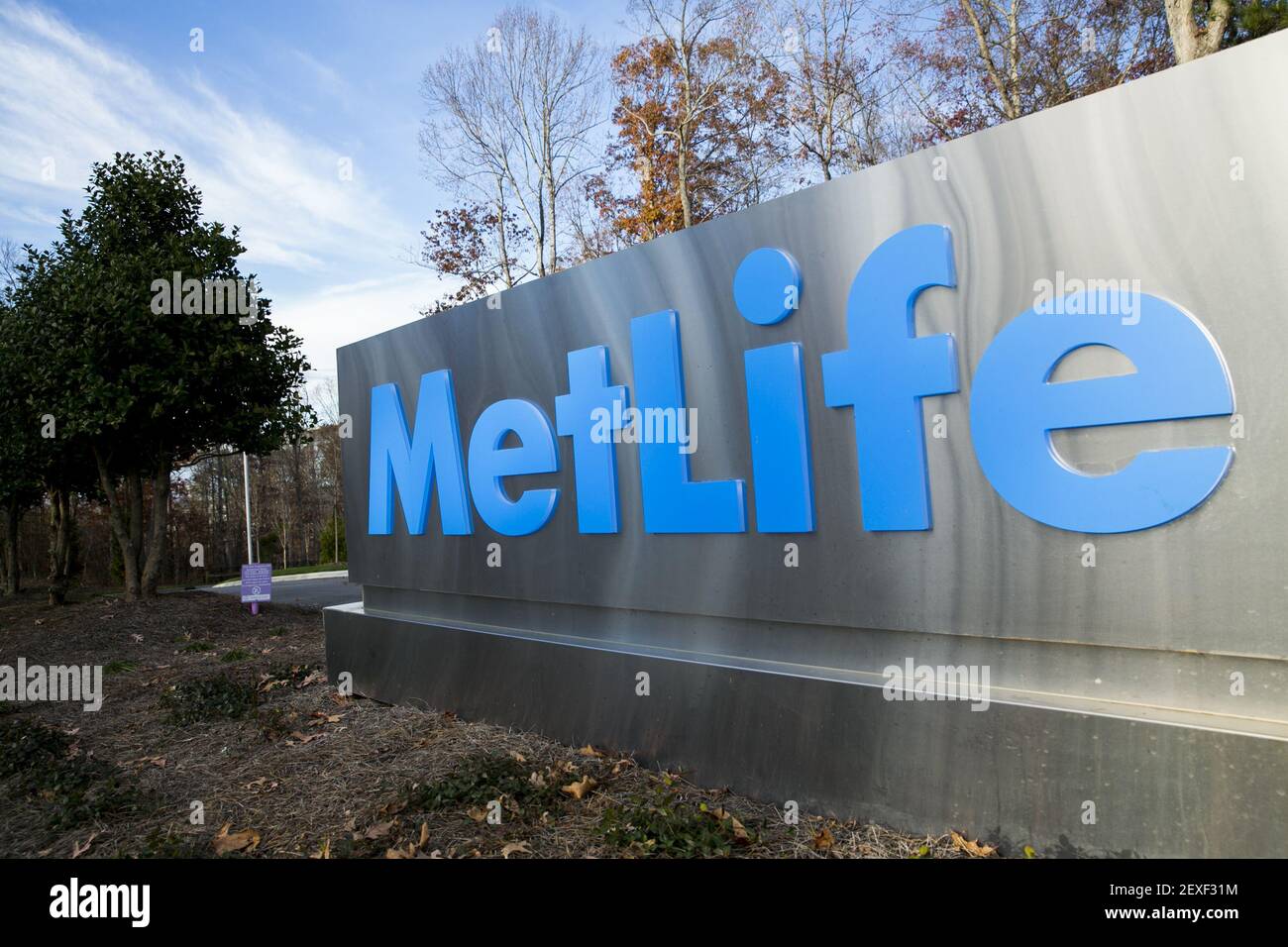 A logo sign outside of a facility occupied by MetLife, Inc., in Cary ...