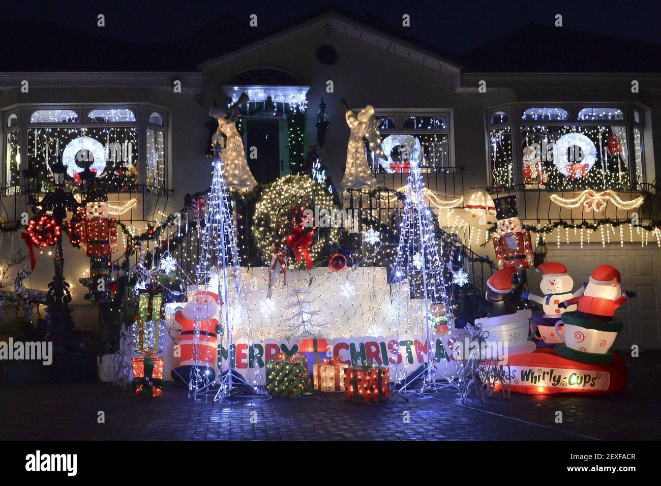 A house in Dalkey, in the South of Dublin, lights up with a ...