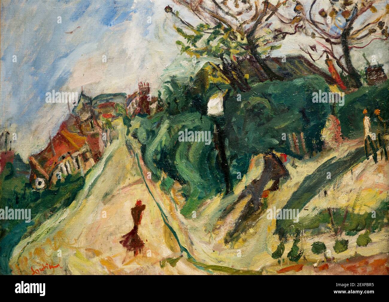 Chaim Soutine artwork entitled Landscape with Character. Stock Photo