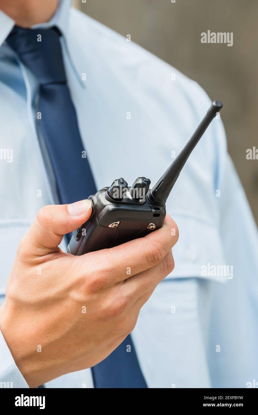 Security Guard Officer Man With Walkie Talkie Stock Photo Alamy