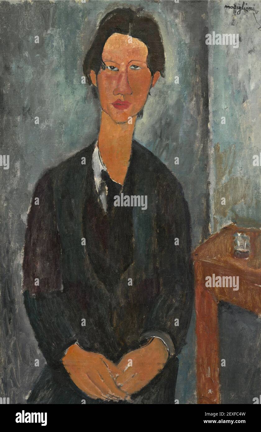 Amedeo Modigliani (Italian Artist) - Portrait Painting of Chaim Soutine (French Artist) - 1917 Stock Photo