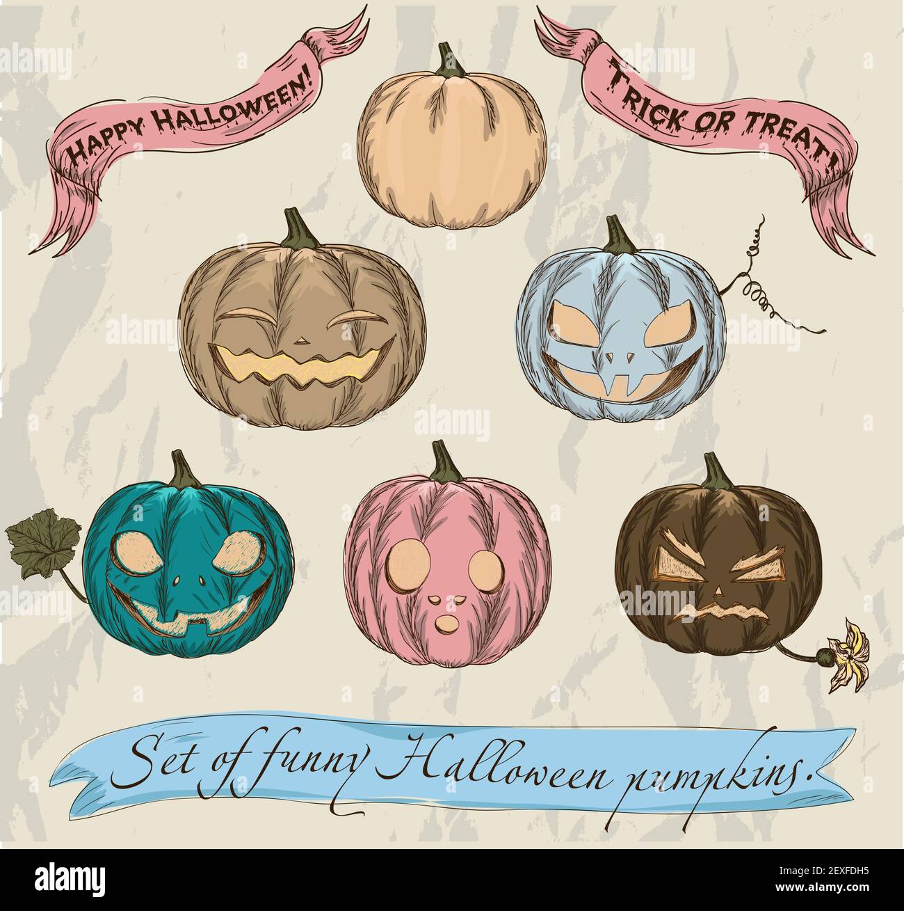 Set of halloween scary pumpkins hi-res stock photography and images - Alamy