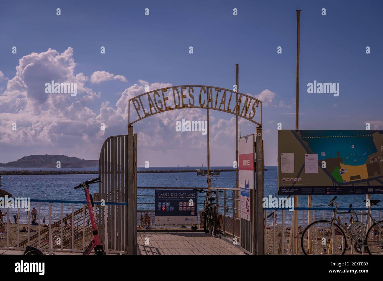 Decorative beach entrance in Marseille in the Summer, France. Stock Photo