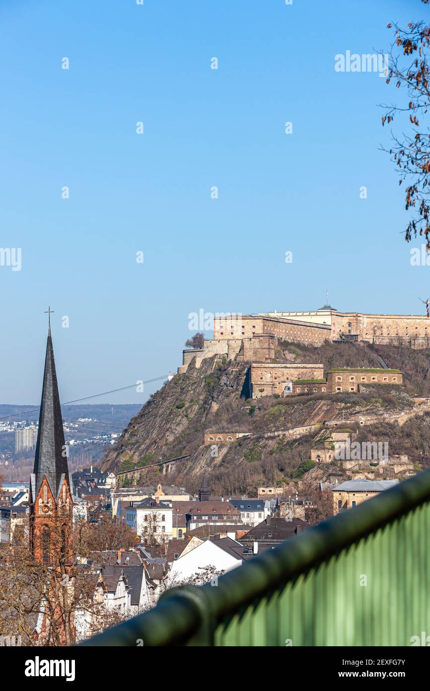 'Ehrenbreitstein' fortress, Koblenz, Germany, Europe Stock Photo