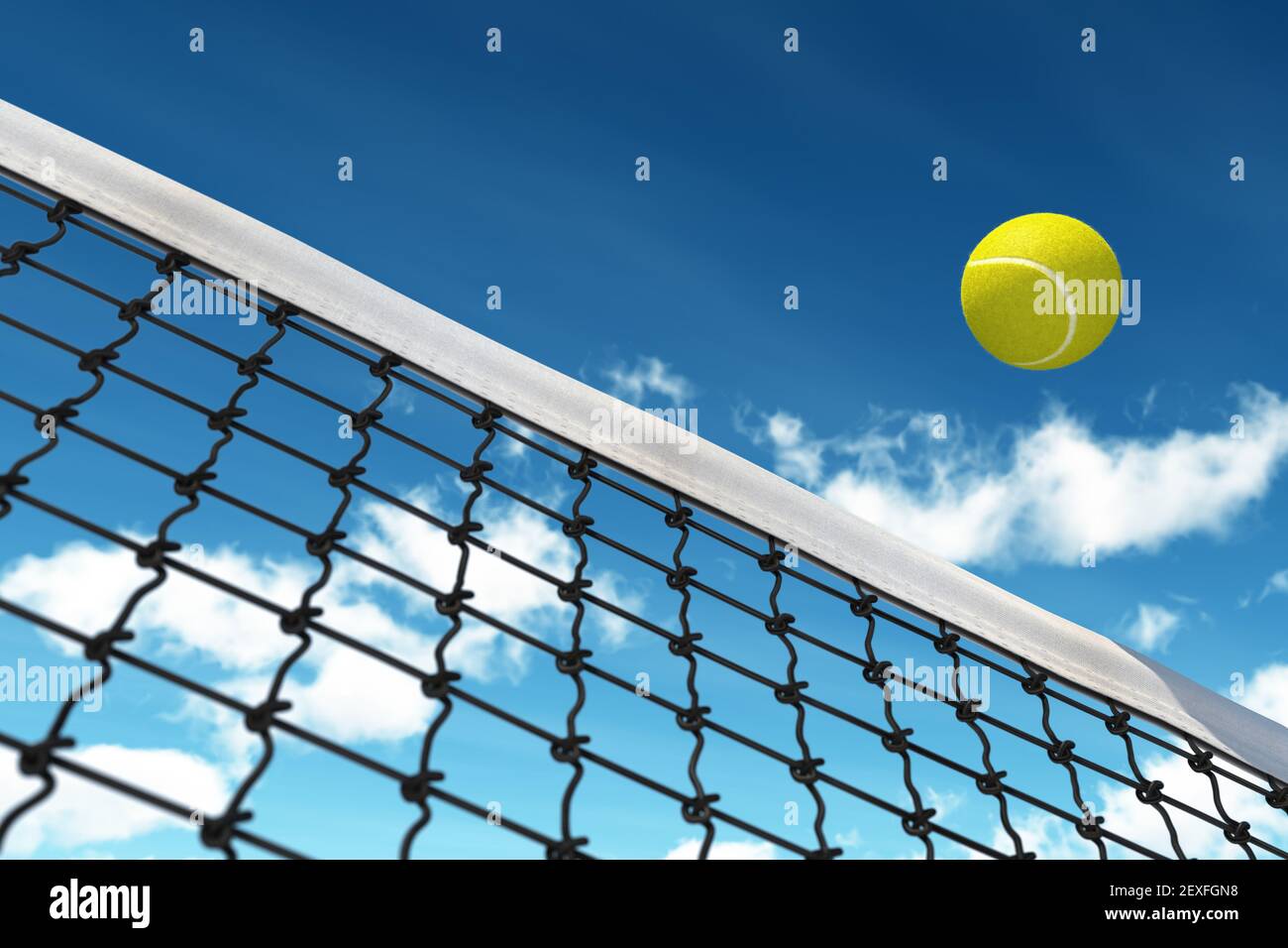 Tennis Ball over Net Stock Photo Alamy