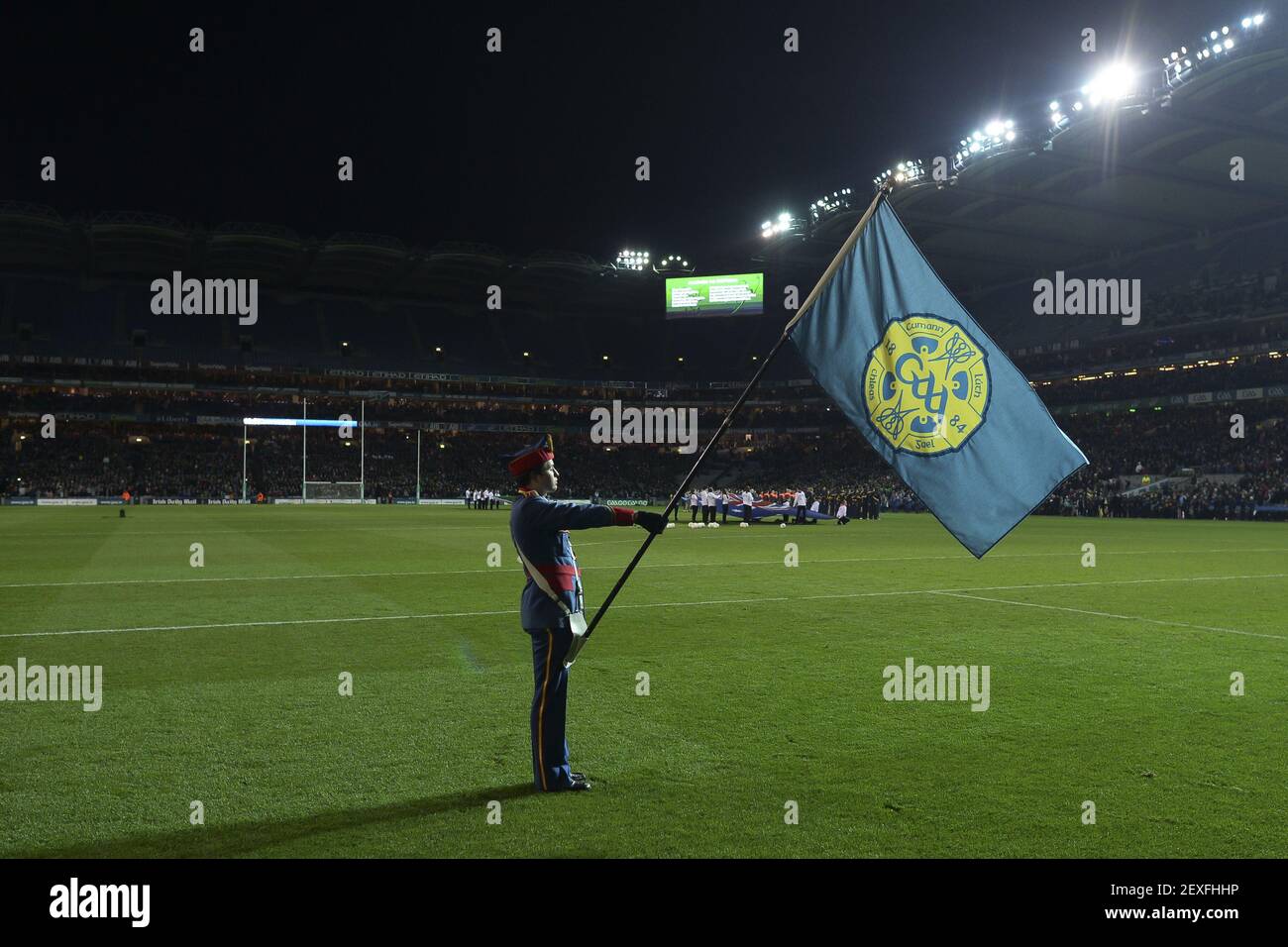 A GAA flag bearer during a ceremony to commemorate the 95th Anniversary
