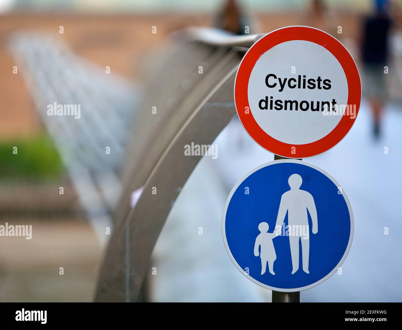 Cyclists, Road Signs Stock Photo - Alamy