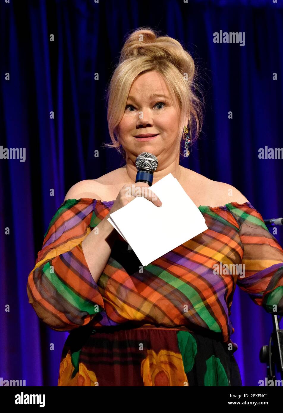 Actress/comedienne Caroline Rhea speaks to the attendees at The Children of  Armenia Fund 12th Annual Holiday Gala at Cipriani 42 in New York, NY on  December 11, 2015. (Photo by Stephen Smith) ***