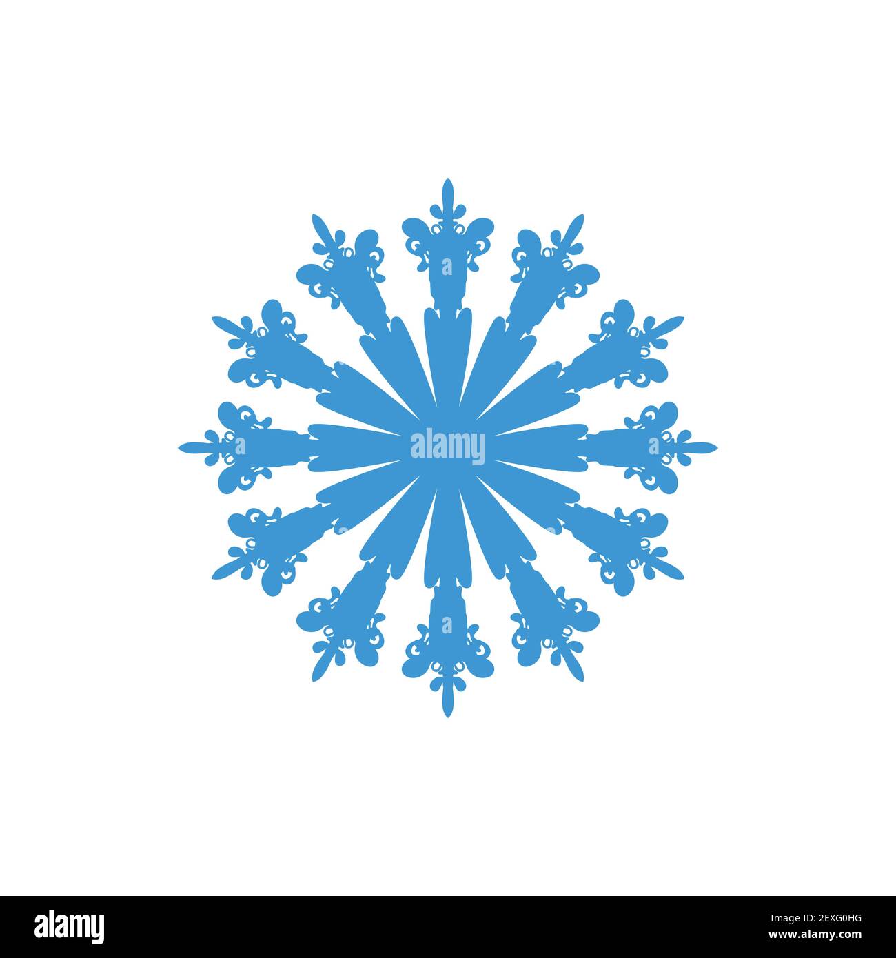 Blue snowflake on white isolated background. Vector illustration. Stock Vector
