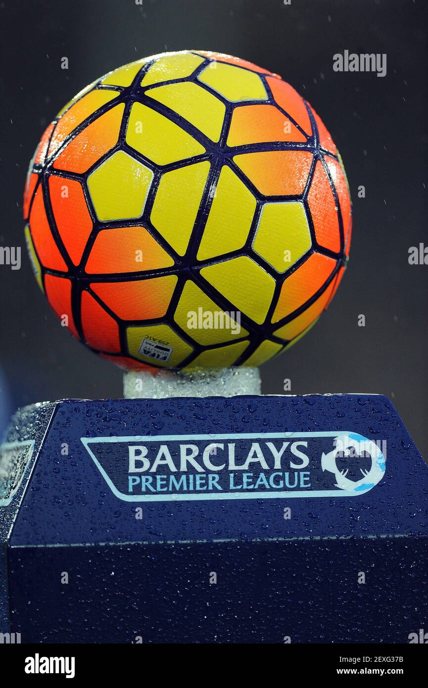 Dec. 19, 2015 - Liverpool, United Kingdom - The new Yellow and Red Nike  Ordem 3 Barclays Premier League match ball for the 2015-16 Season in  today's rain.- Barclays Premier League -